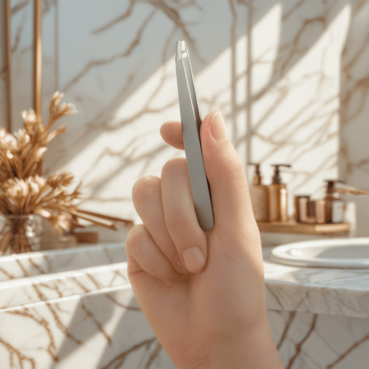 Professional Slanted Tip Tweezers for Precise Brow Grooming