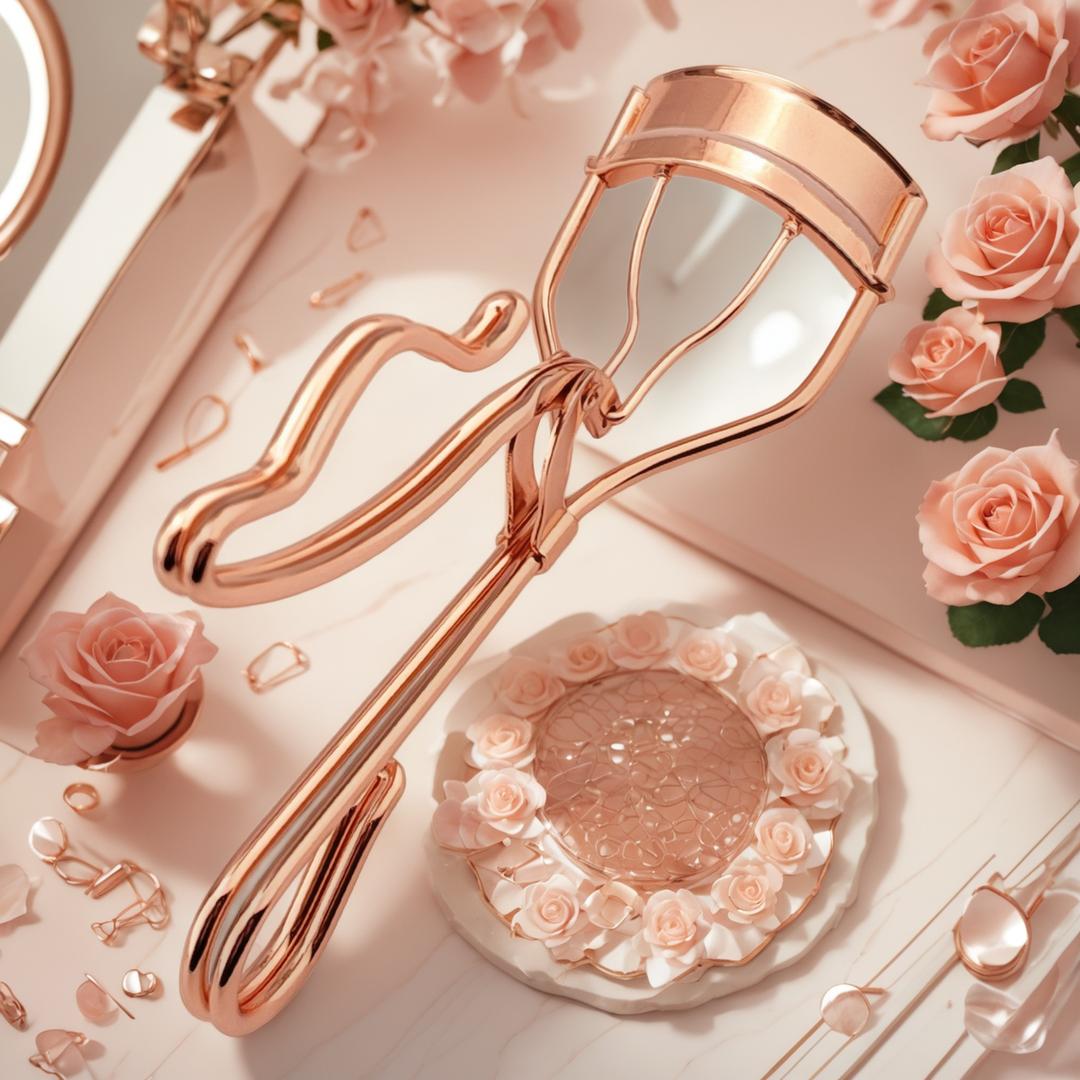 Fabricación de rizadores de pestañas color oro rosa: precisión, comodidad y controles por parte del comprador.