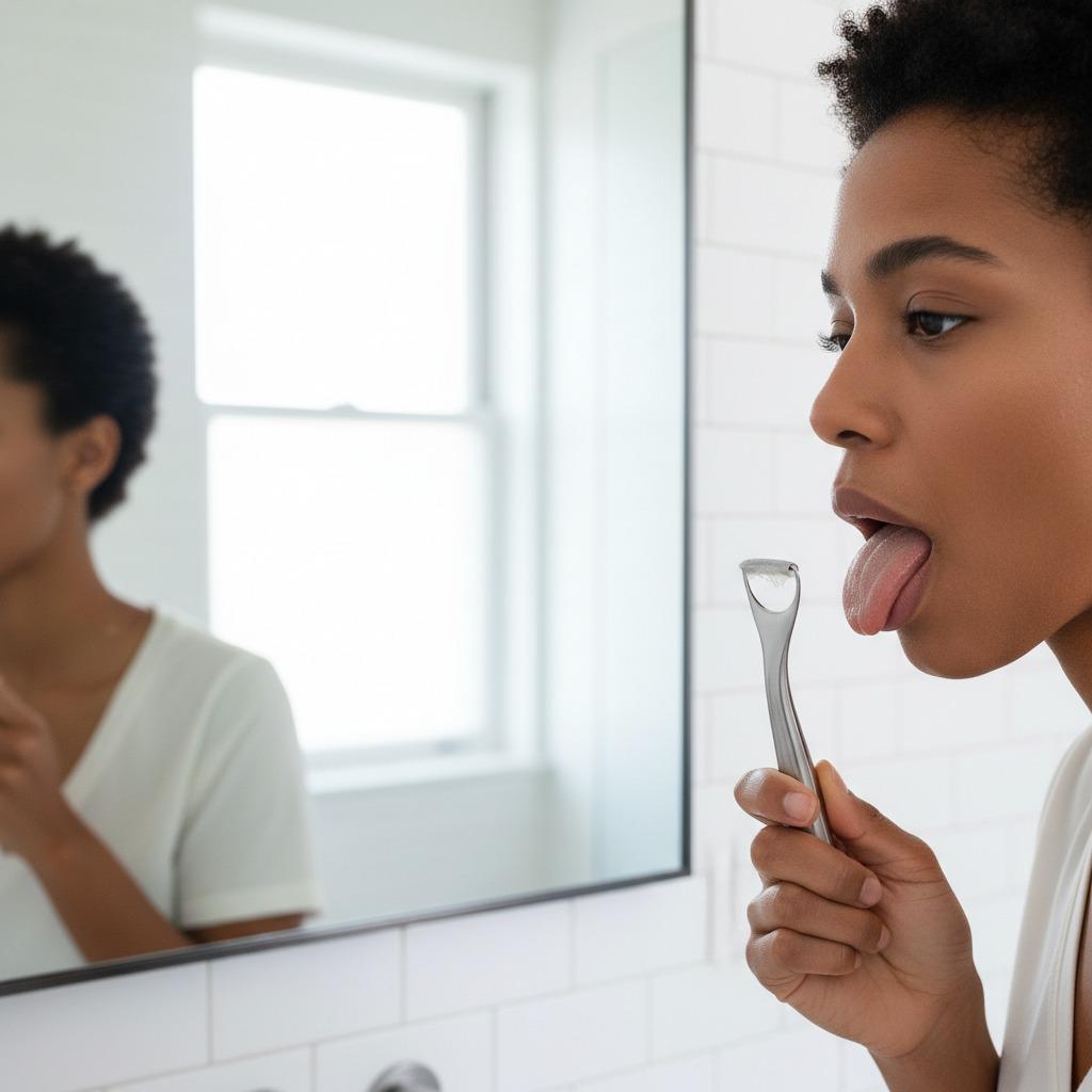Guide d'utilisation du gratte-langue pour une haleine plus fraîche et une hygiène buccale quotidienne