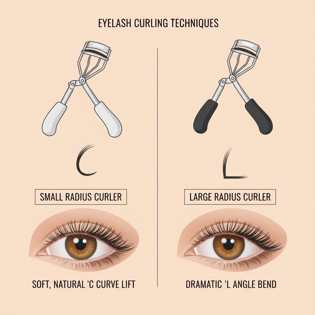 How Eyelash Curler Radius Affects the C-Curve for Different Eye Shapes