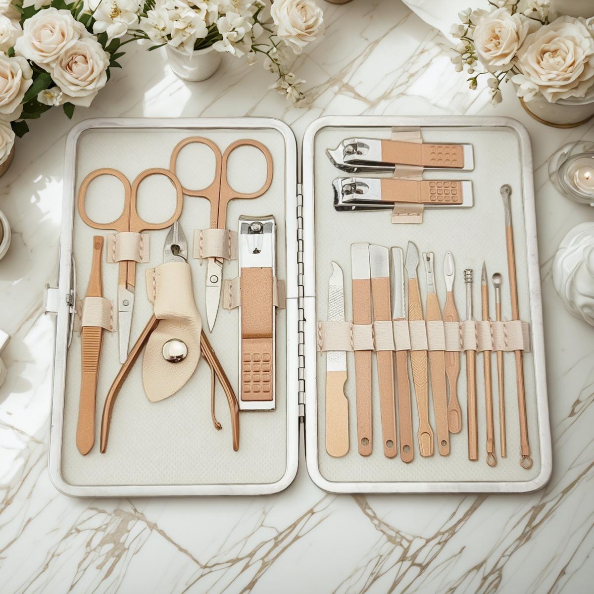 Maßgefertigte 18-teilige Maniküre- und Pediküre-Sets für Salonqualität im Einzel- und Großhandel