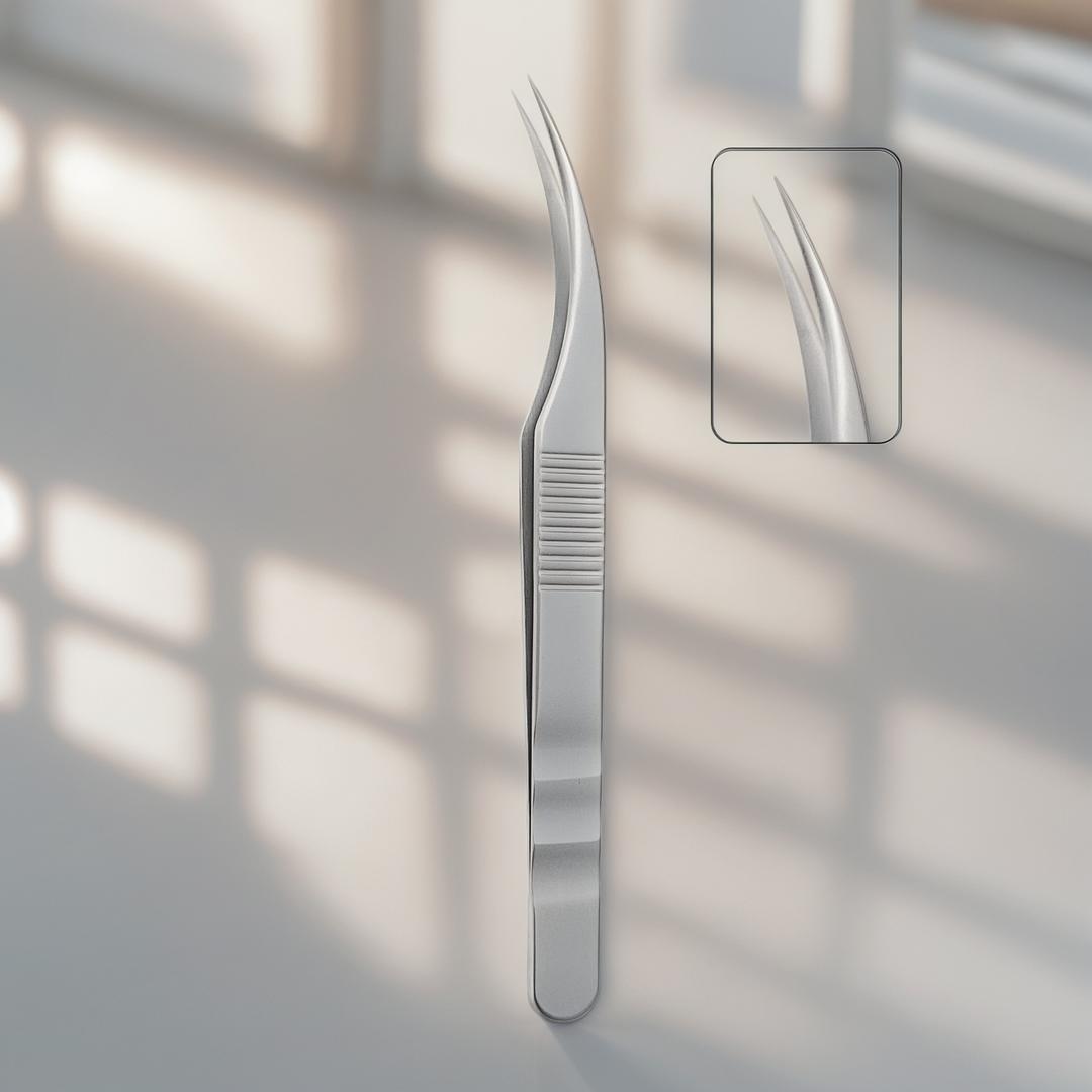 Pince à épiler incurvée de précision pour la pose professionnelle d'extensions de cils